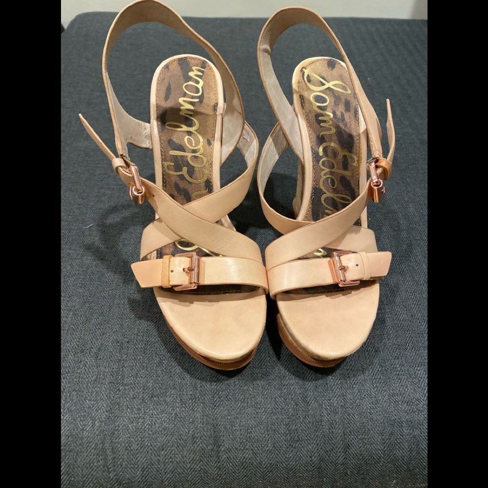 Sam Edelman Leather Josie Wedge Sandal  with cork wedge